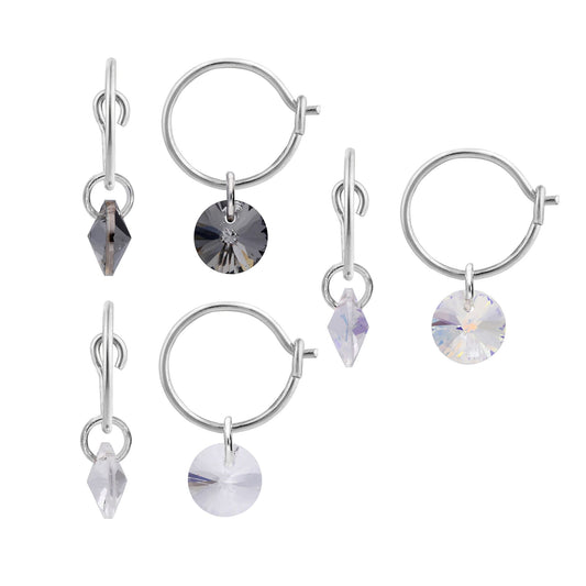 Sterling Silver Made with Swarovski Elements Charm Hoop Earrings