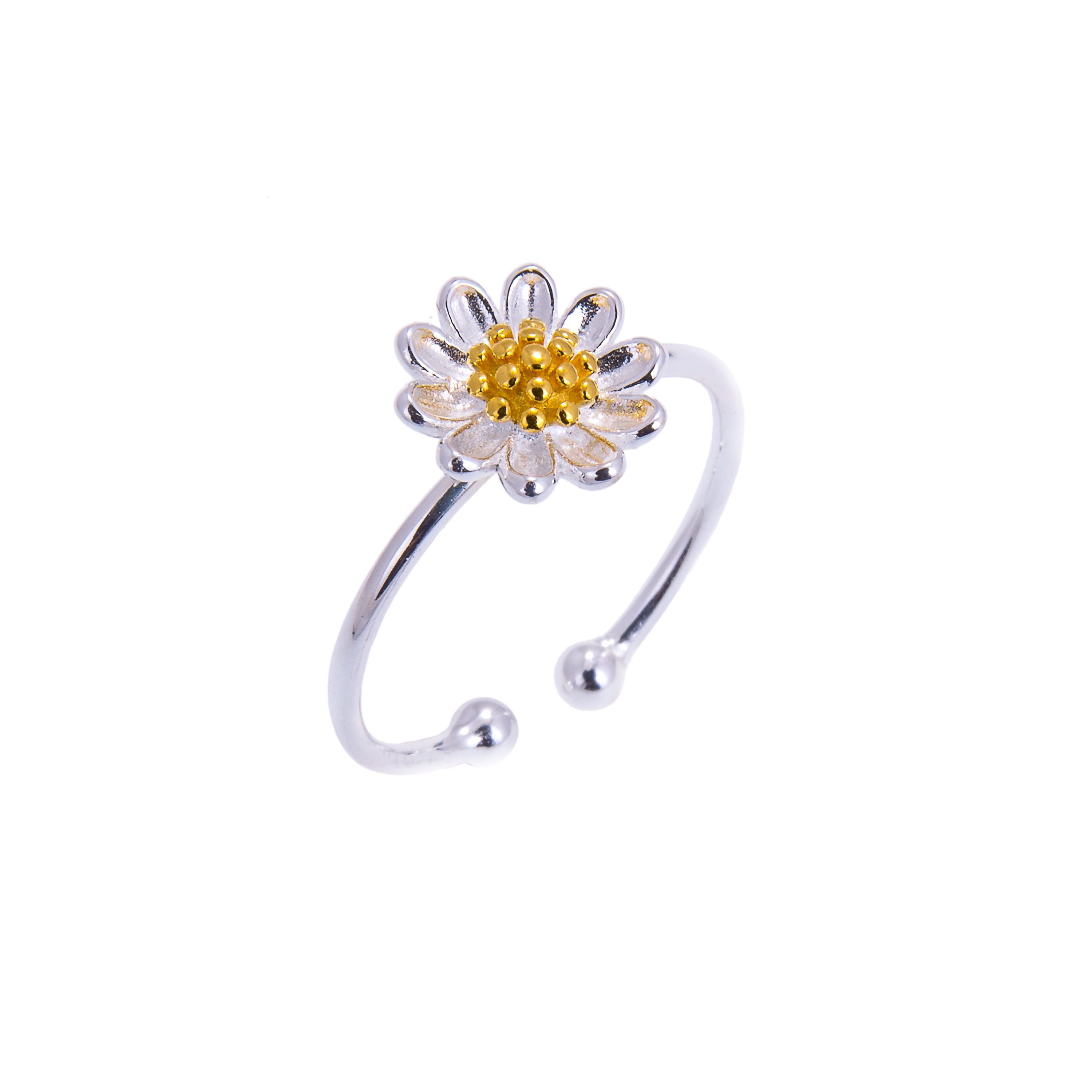 Gold Plated Sterling Silver Daisy Adjustable Ring