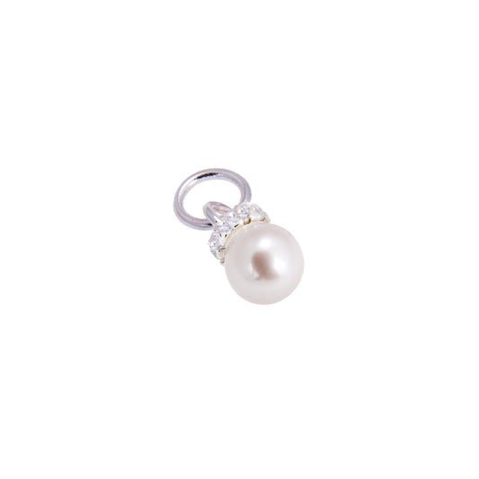 Sterling Silver CZ & Pearl Charm