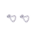 Sterling Silver & CZ Open Heart Earrings