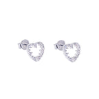 Sterling Silver & CZ Open Heart Earrings