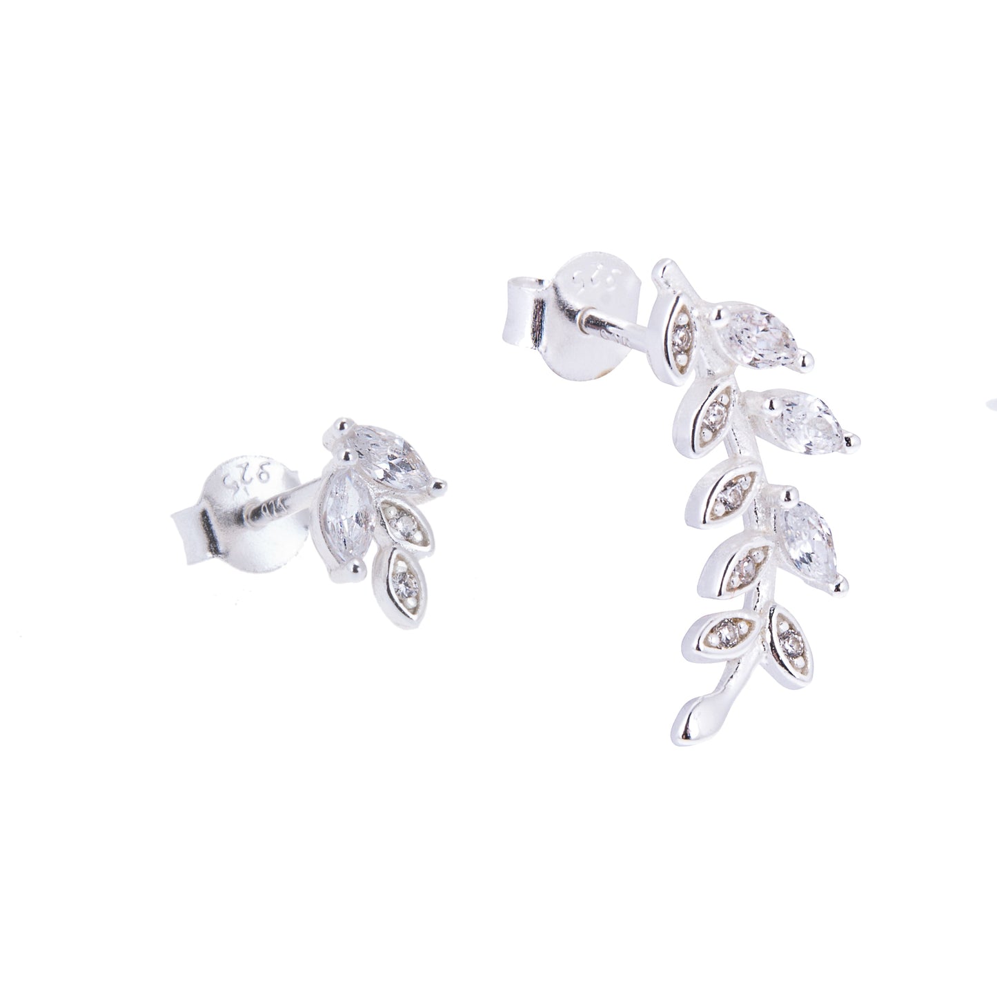 Sterling Silver Olive Branch Stud Earrings