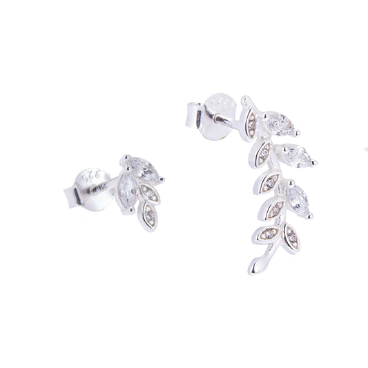 Sterling Silver Olive Branch Stud Earrings