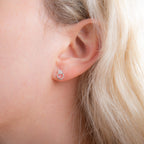 Sterling Silver & CZ Crystal Open Ring Cluster Stud Earrings