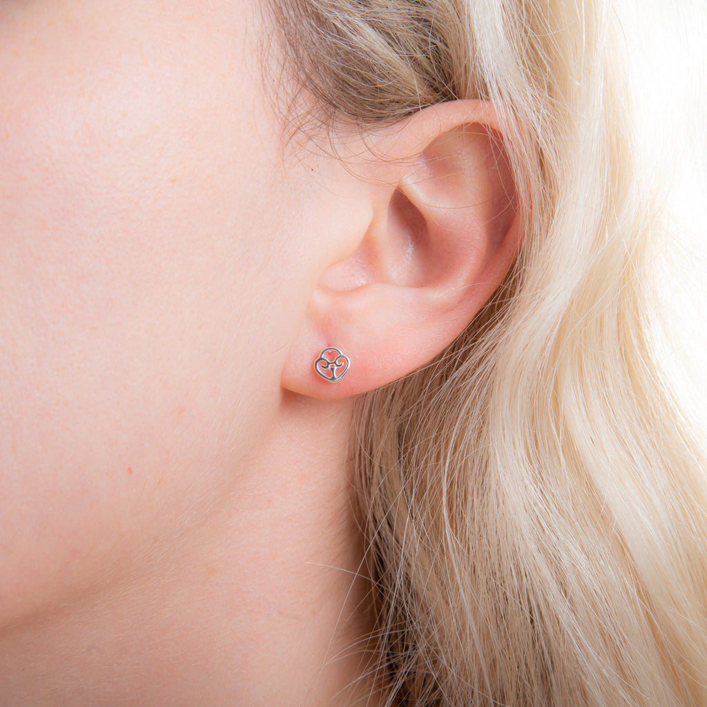 Sterling Silver Celtic Heart Padlock Stud Earrings