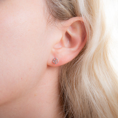 Sterling Silver Celtic Heart Padlock Stud Earrings