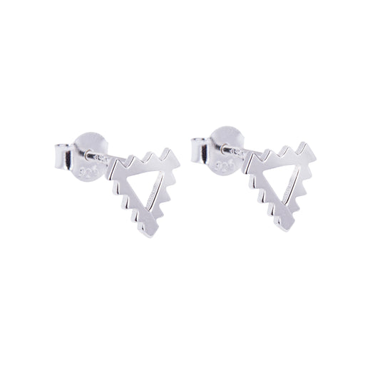 Sterling Silver Jagged Spike Triangle Stud Earrings