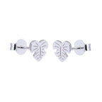 Sterling Silver Palm Heart Leaf Stud Earrings