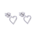 Sterling Silver Open Heart Stud Earrings