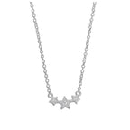 Sterling Silver & CZ Crystal Triple Star 16 Inch Necklace