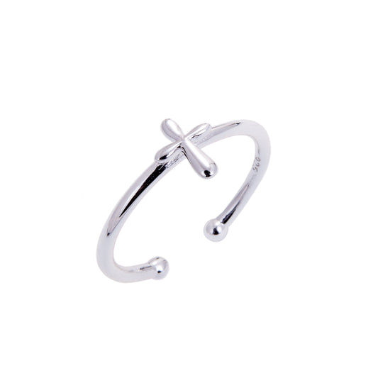 Sterling Silver Cross Adjustable Ring