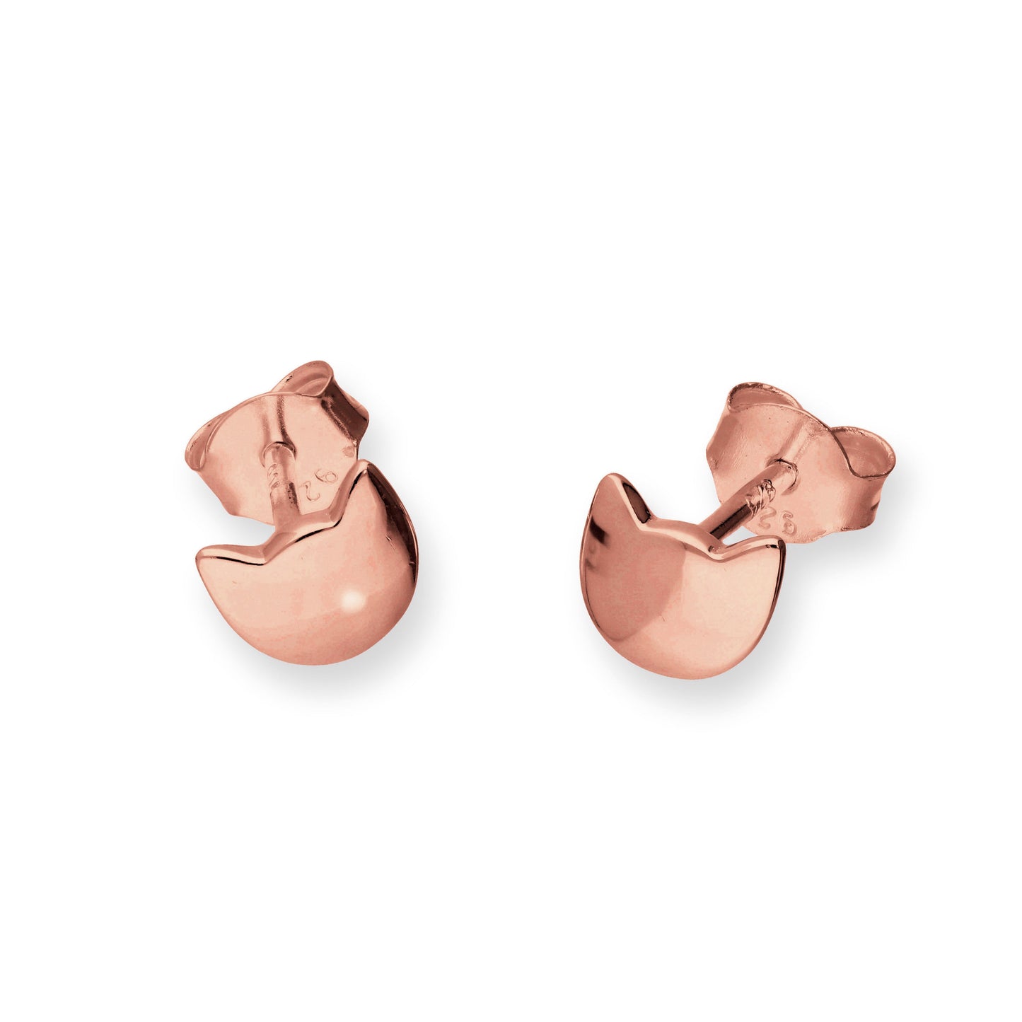 Rose Gold Plated Sterling Silver Cat Head Stud Earrings