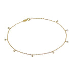 9ct Gold & Clear CZ Crystal Anklet 10 Inches