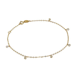 9ct Gold & Clear CZ Crystal 7 Inch Extender Bracelet