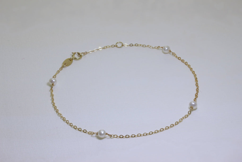 9ct Gold & 3mm Pearl 7.5 Inch Extender Bracelet