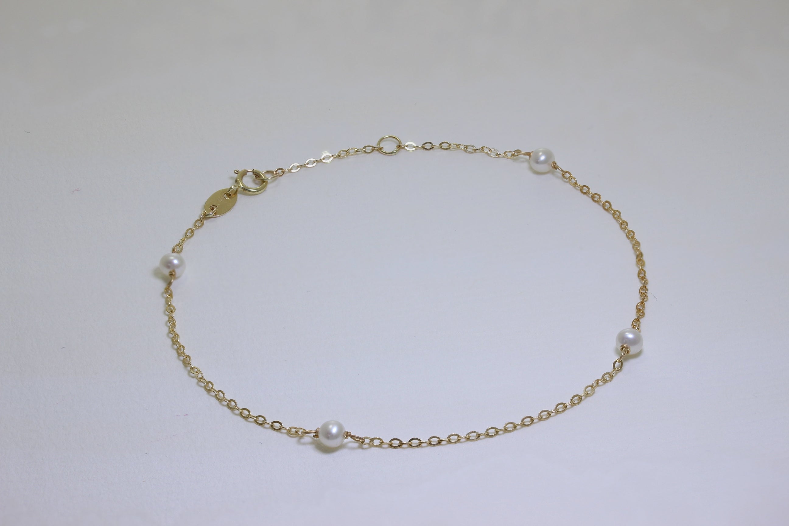 9ct Gold & 3mm Pearl 7.5 Inch Extender Bracelet