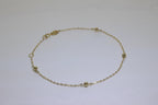 9ct Gold Hammered Trace Bobble 7.5 Inch Extender Bracelet
