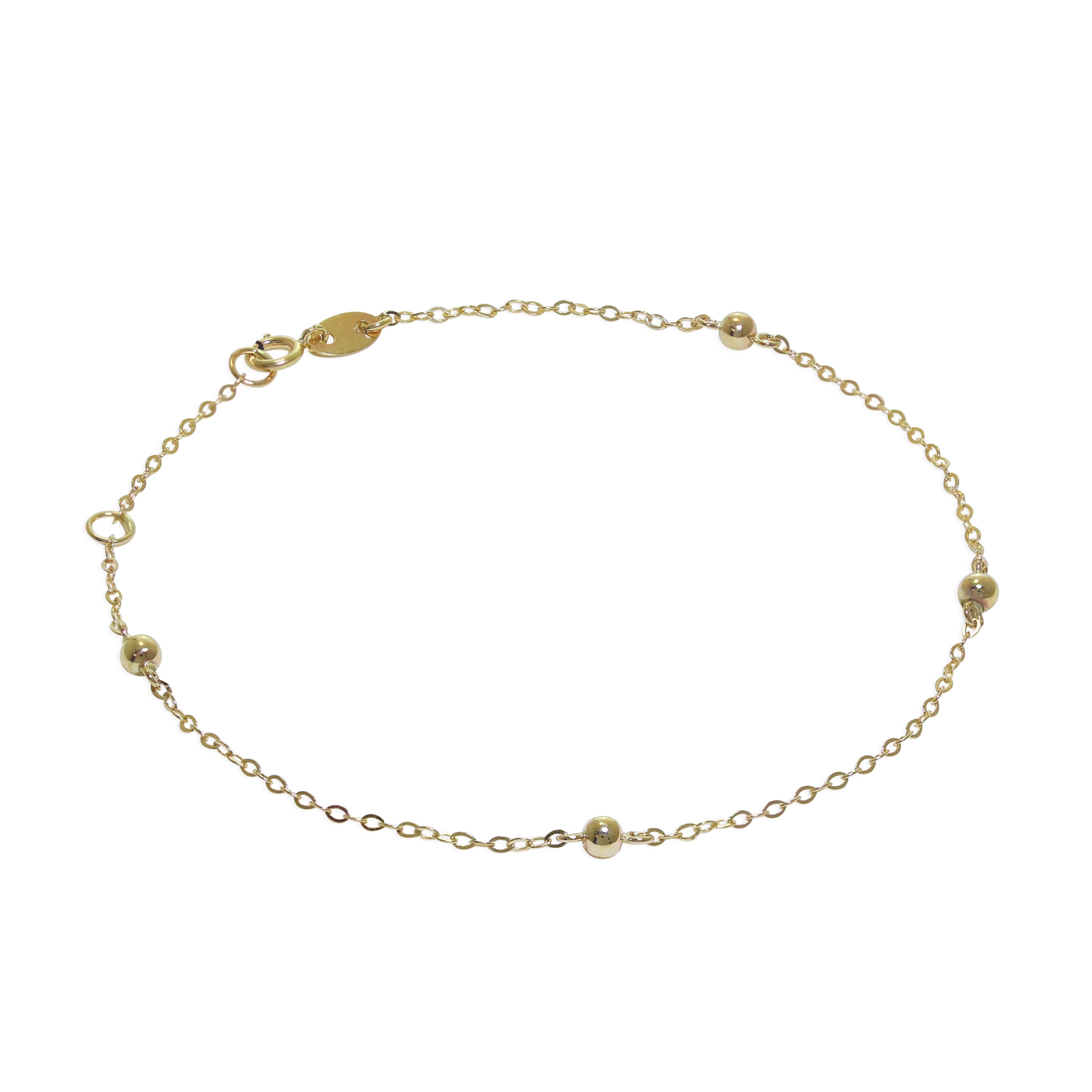 9ct Gold Hammered Trace Bobble 7.5 Inch Extender Bracelet