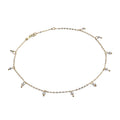 9ct Gold 10 Inch Extender Anklet with 2mm Clear CZ Beads