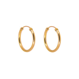 9ct Yellow Gold 14mm Capped Hoop Earrings