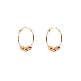 9ct Yellow Gold 14mm Hoop Earrings with Sliding Beads