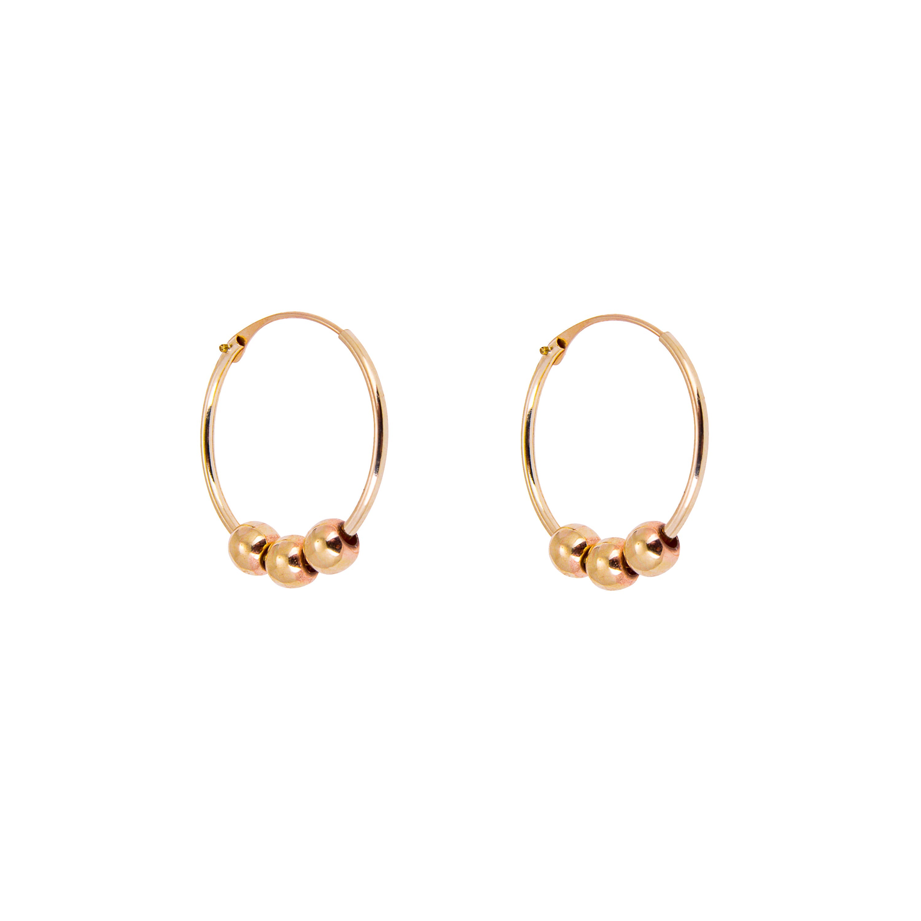 9ct Yellow Gold 14mm Hoop Earrings with Sliding Beads