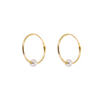 9ct Yellow Gold Hoop Earrings with Pearl