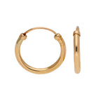 9ct Yellow Gold 12mm Hoop Sleeper Earrings