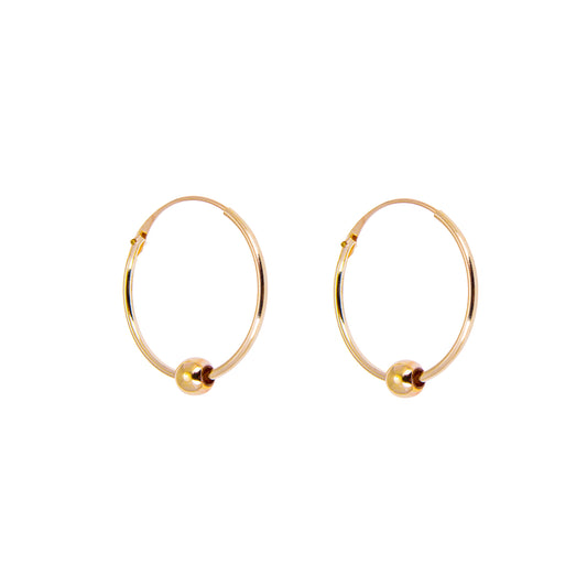 9ct Yellow Gold Hoop Earrings with 3mm Bead