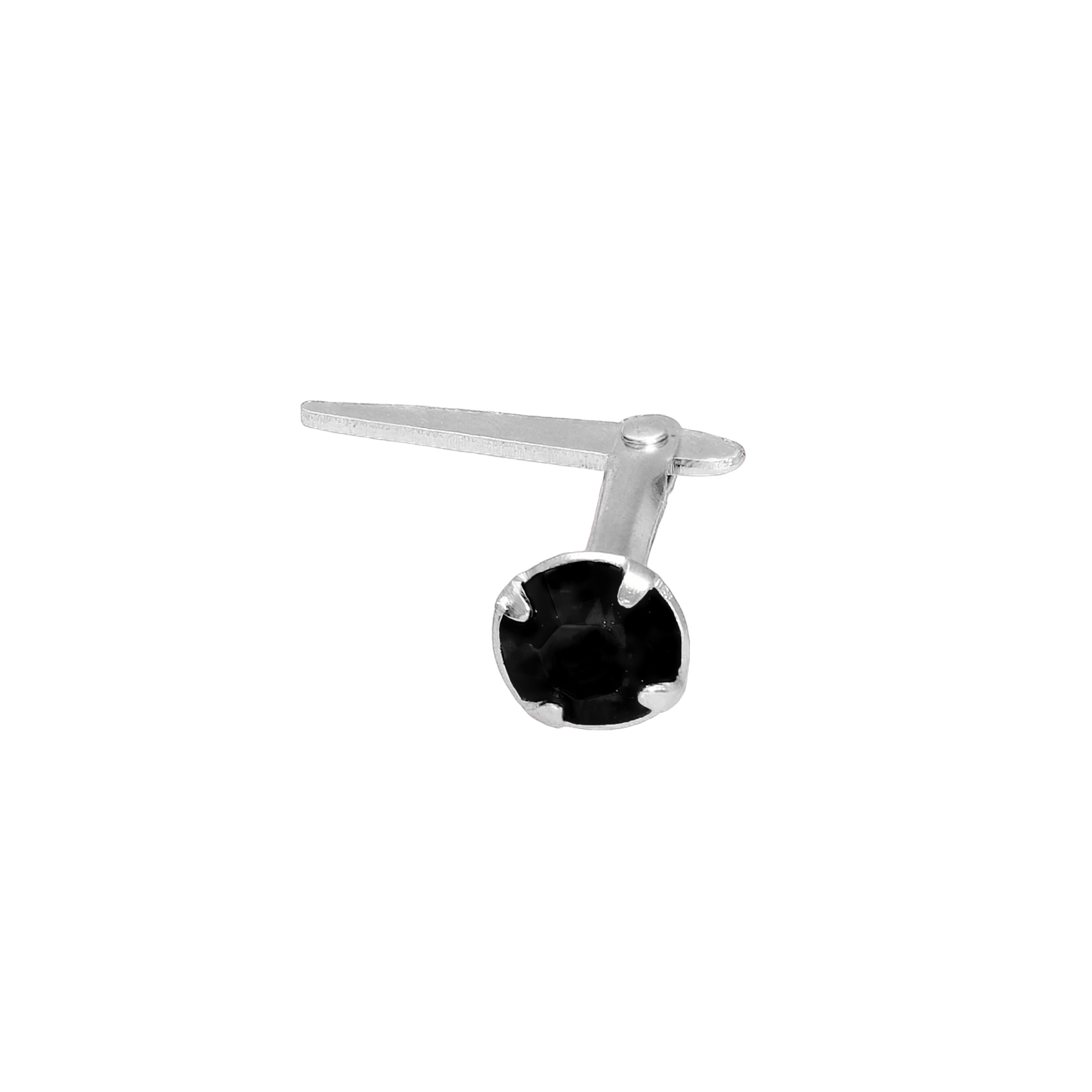 Sterling Silver & Black CZ Crystal Andralok Nose Stud