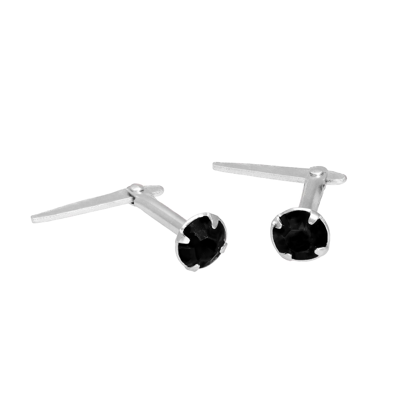 Sterling Silver & 3mm Black CZ Crystal Andralok Stud Earrings