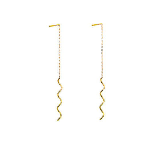 9ct Gold Wavey Pull Through Earrings