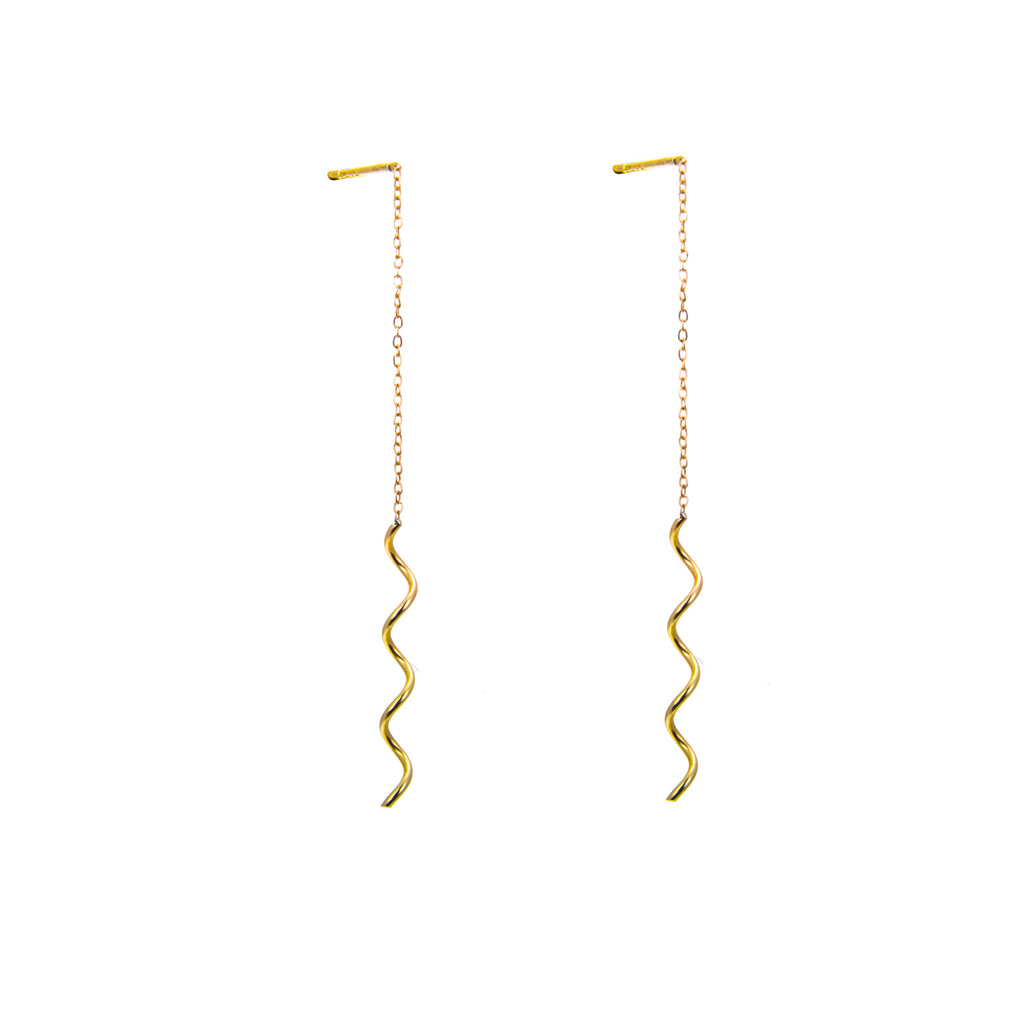 9ct Gold Wavey Pull Through Earrings