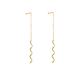 9ct Gold Wavey Pull Through Earrings