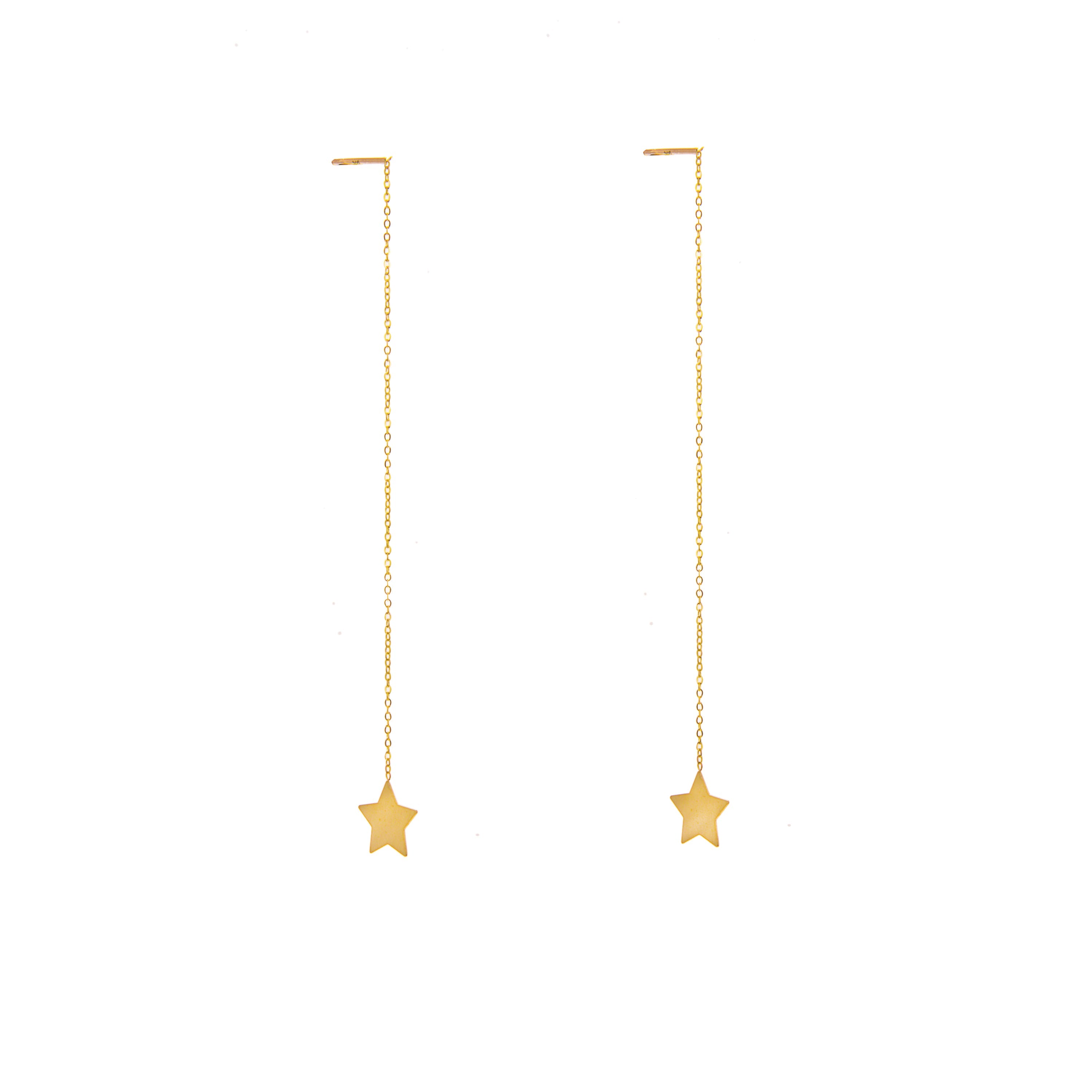 9ct Gold Star Pull Through Earrings