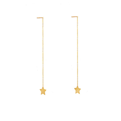 9ct Gold Star Pull Through Earrings
