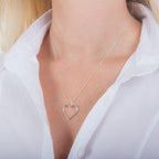 Sterling Silver Large Heart Outline Necklace 14-28 Inches