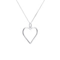 Sterling Silver Large Heart Outline Necklace 14-28 Inches