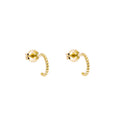 9ct Gold Beaded Stud Open Hoop Earrings