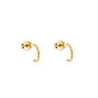 9ct Gold Beaded Stud Open Hoop Earrings