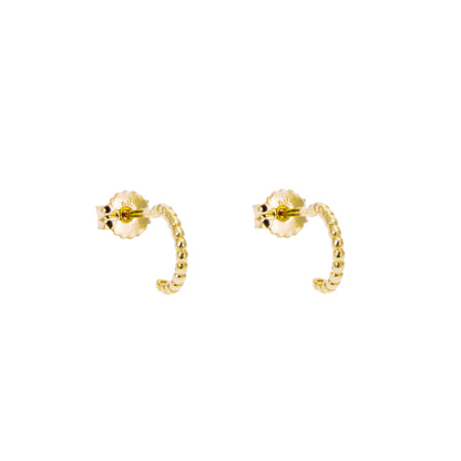 9ct Gold Beaded Stud Open Hoop Earrings