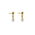 9ct Gold Small Ball Stud Drop Freshwater Pearl Earrings