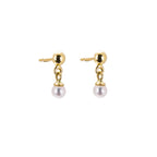 9ct Gold Small Ball Stud Drop Freshwater Pearl Earrings