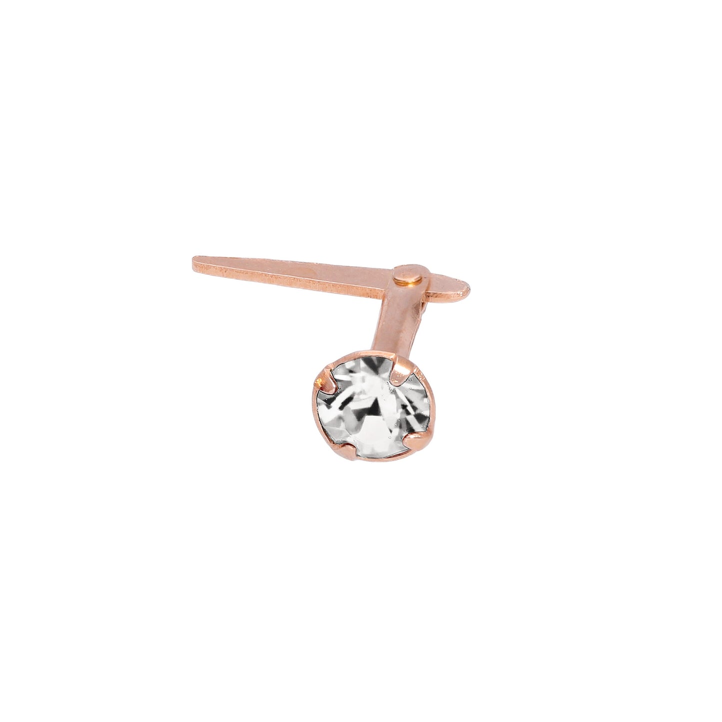 Rose Gold Plated Sterling Silver 3mm CZ Crystal Andralok Nose Stud