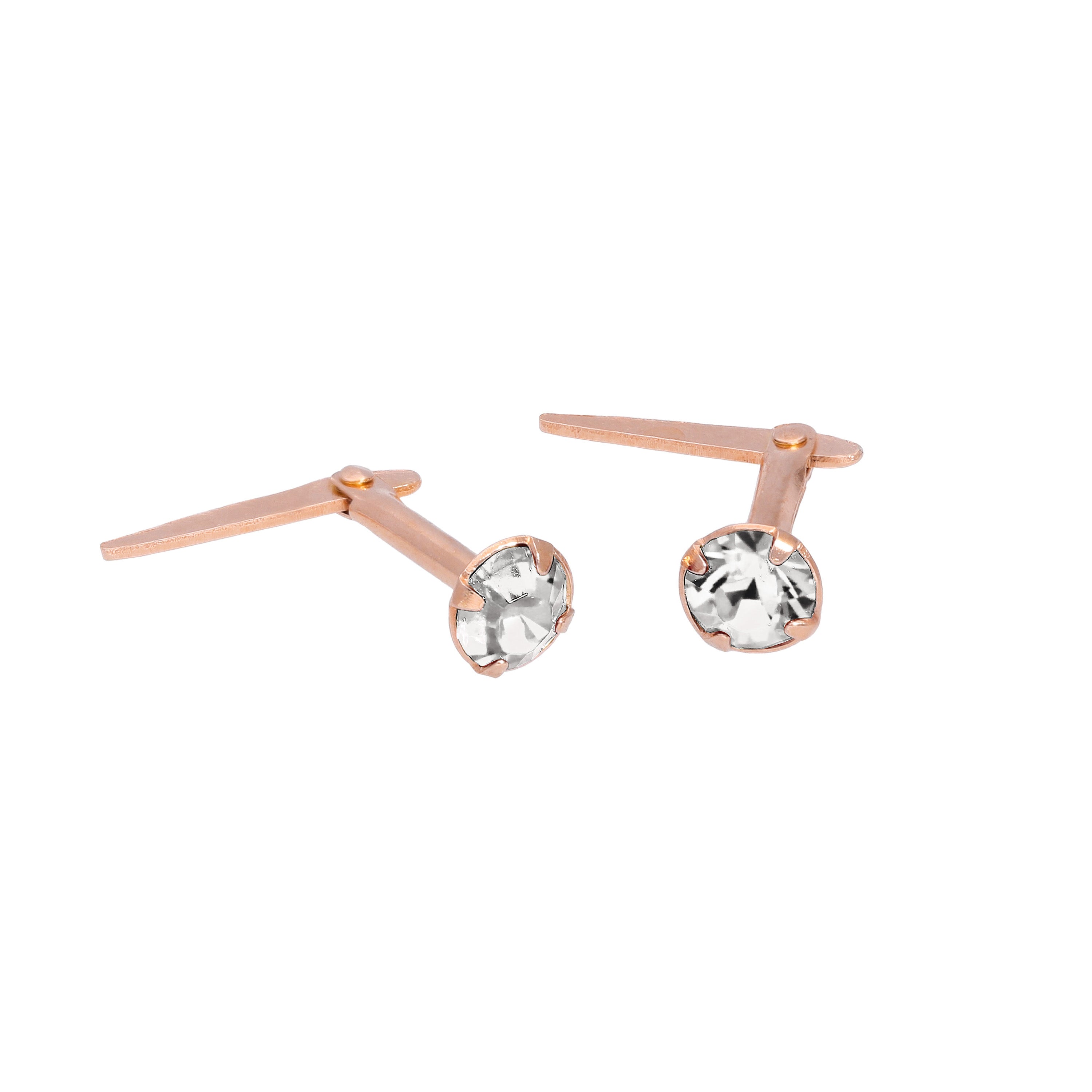 Rose Gold Plated Sterling Silver 3mm CZ Crystal Andralok Stud Earrings