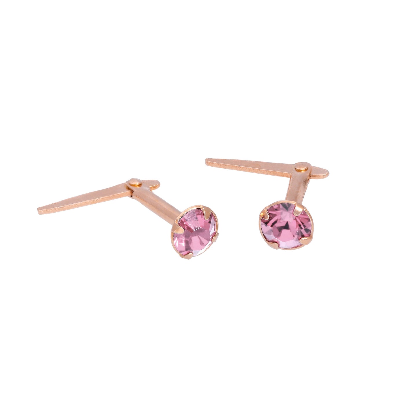 Rose Gold Plated Sterling Silver 3mm CZ Crystal Andralok Stud Earrings