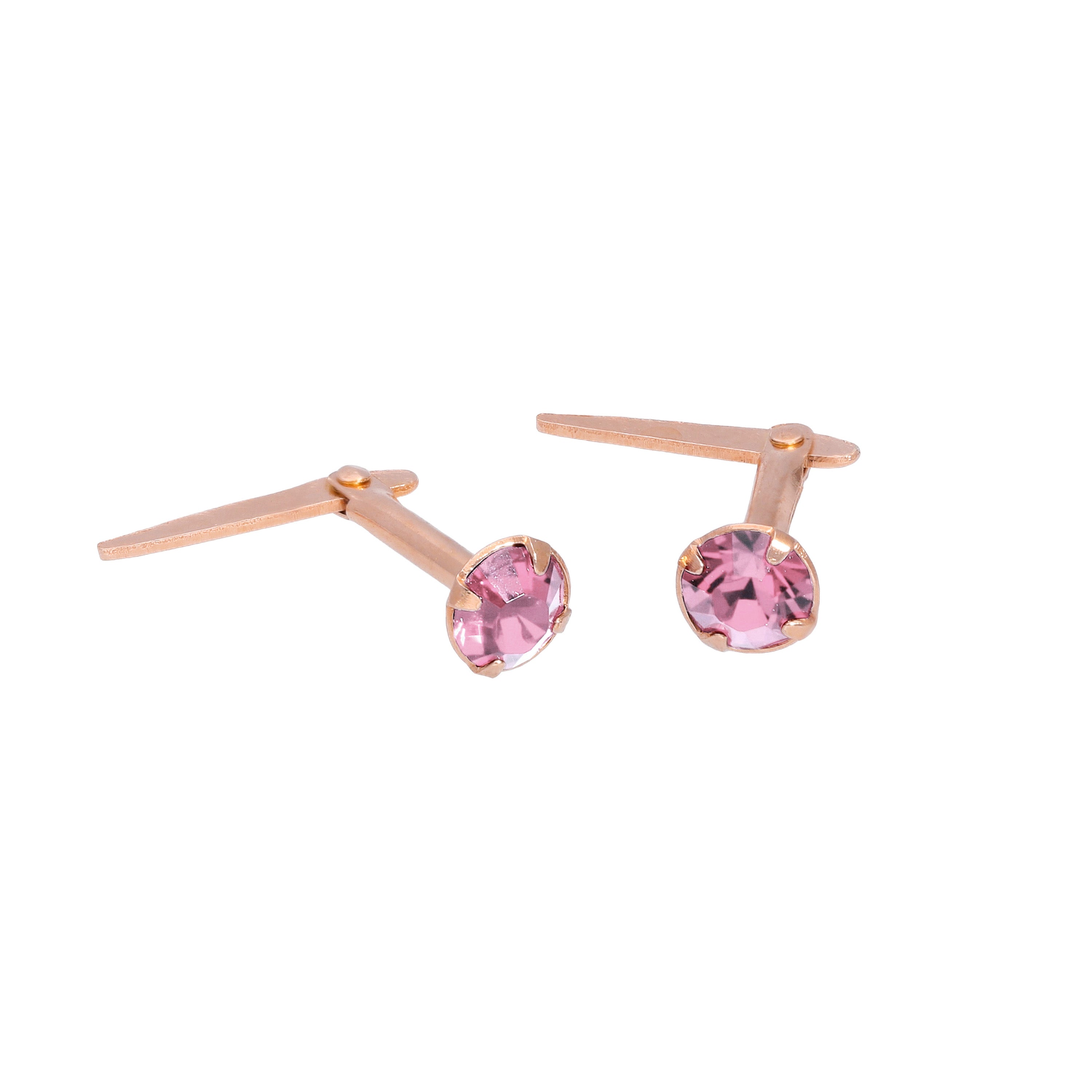 Rose Gold Plated Sterling Silver 3mm CZ Crystal Andralok Stud Earrings