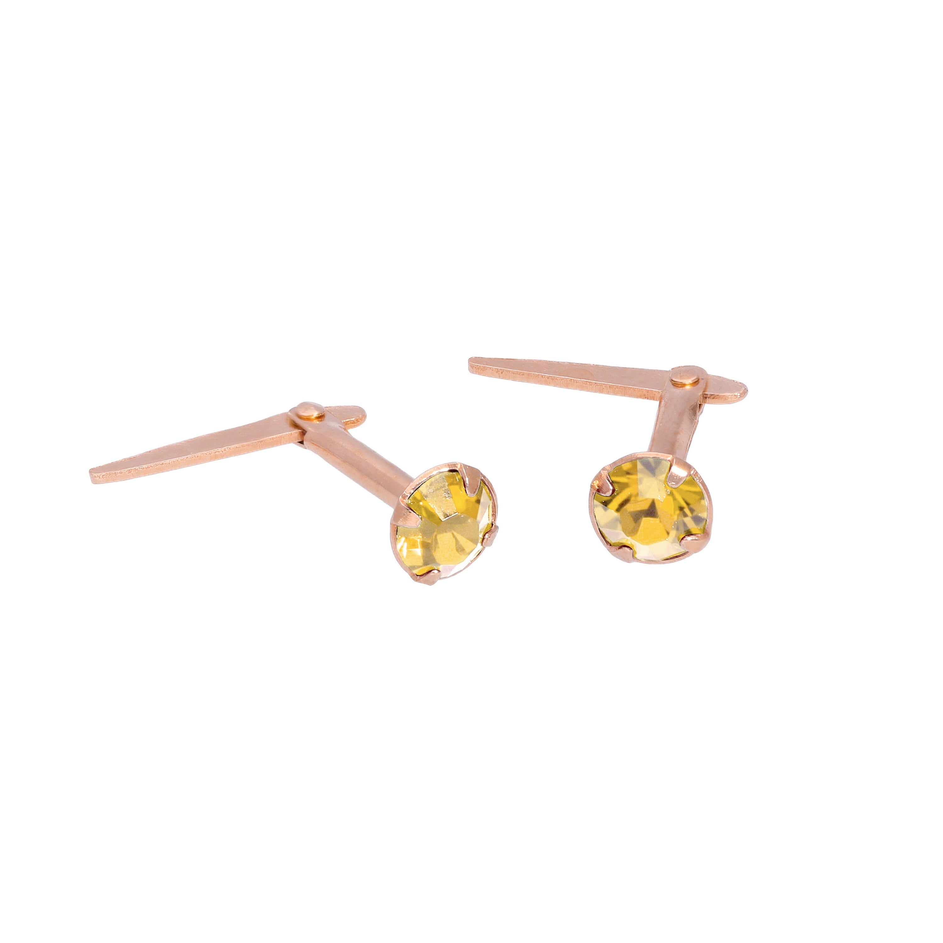 Rose Gold Plated Sterling Silver 3mm CZ Crystal Andralok Stud Earrings