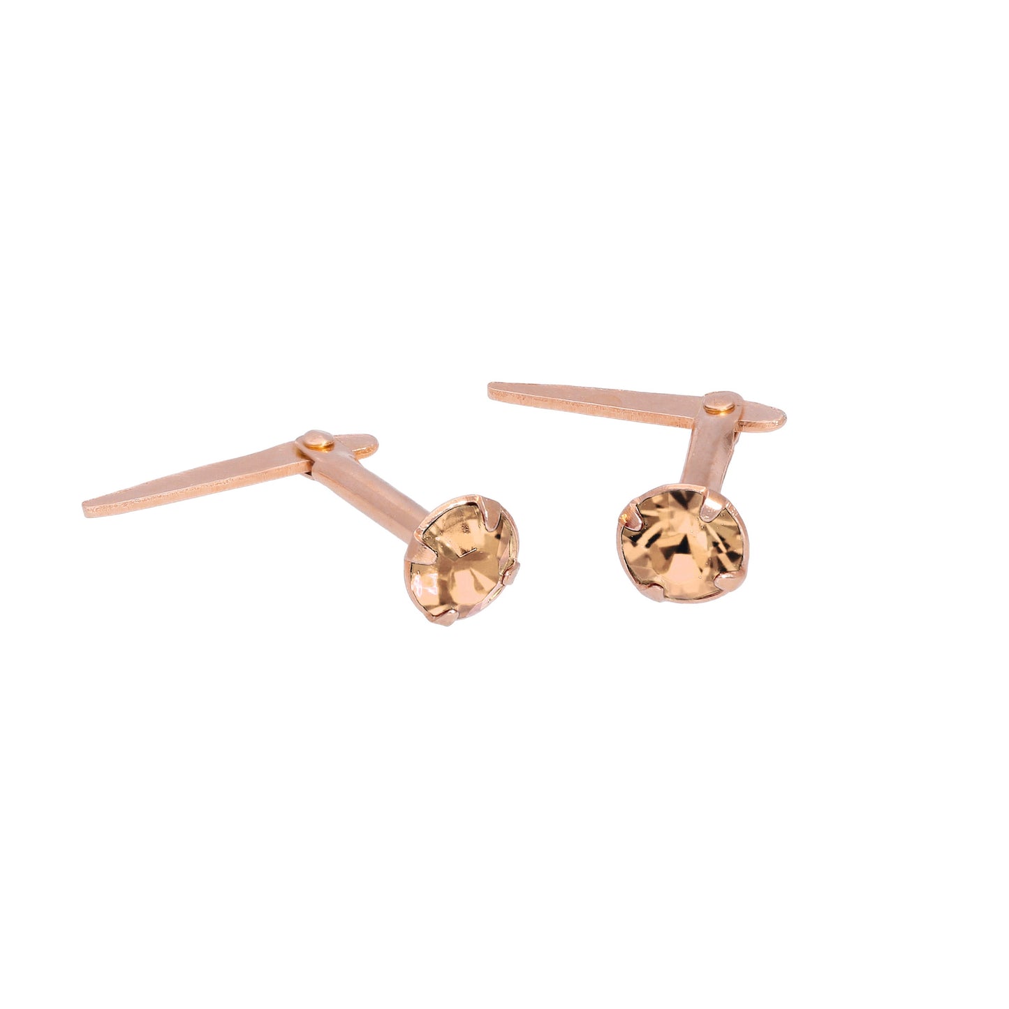 Rose Gold Plated Sterling Silver 3mm CZ Crystal Andralok Stud Earrings