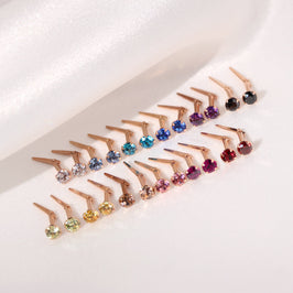 Rose Gold Plated Sterling Silver 3mm CZ Crystal Andralok Stud Earrings